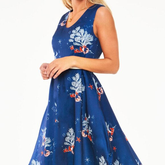 Voodoo Vixen Sea Print Flare Dress - Picture 2 of 8